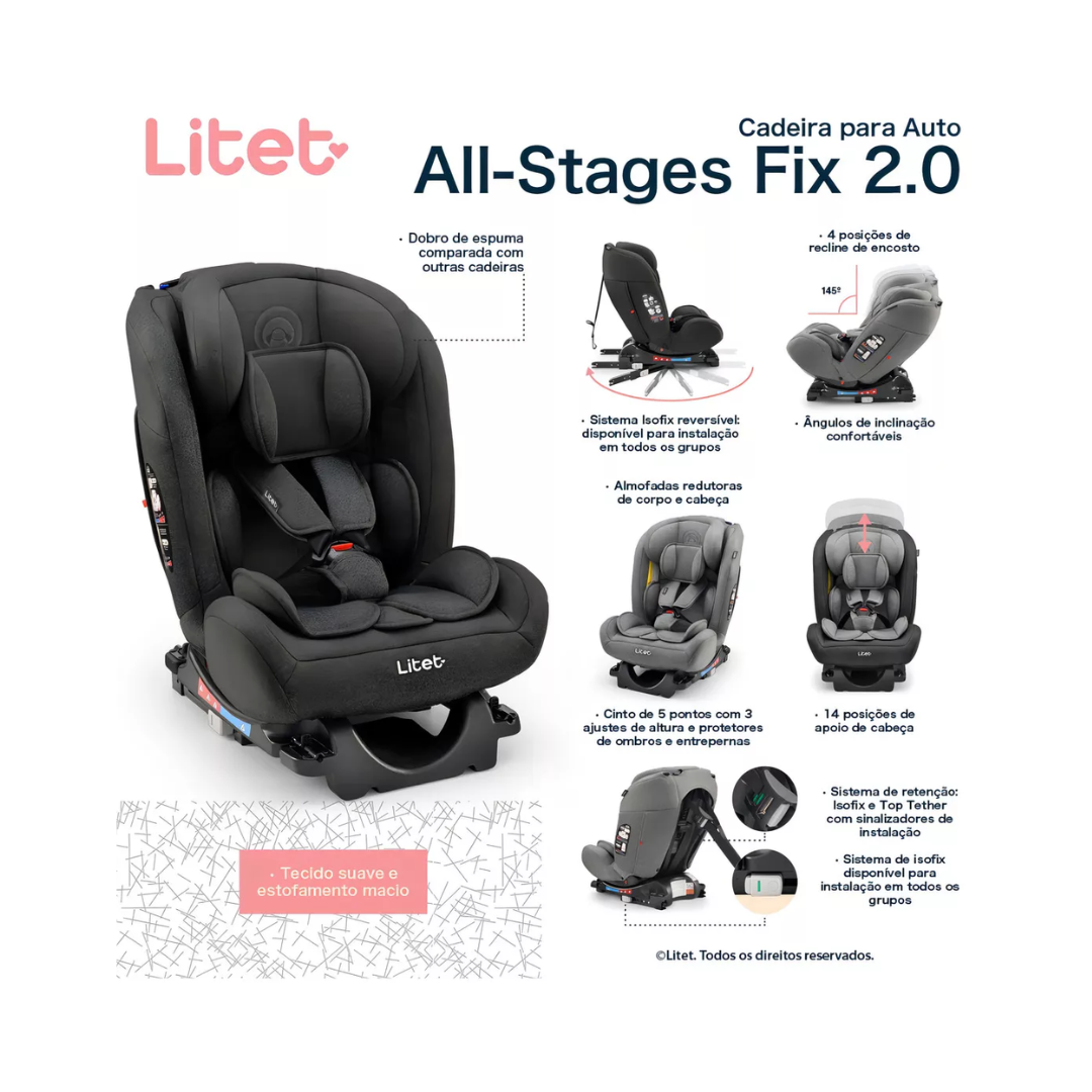 Cadeira de Carro Infantil All Stages 2.0 com Isofix para Crianças até 36kg