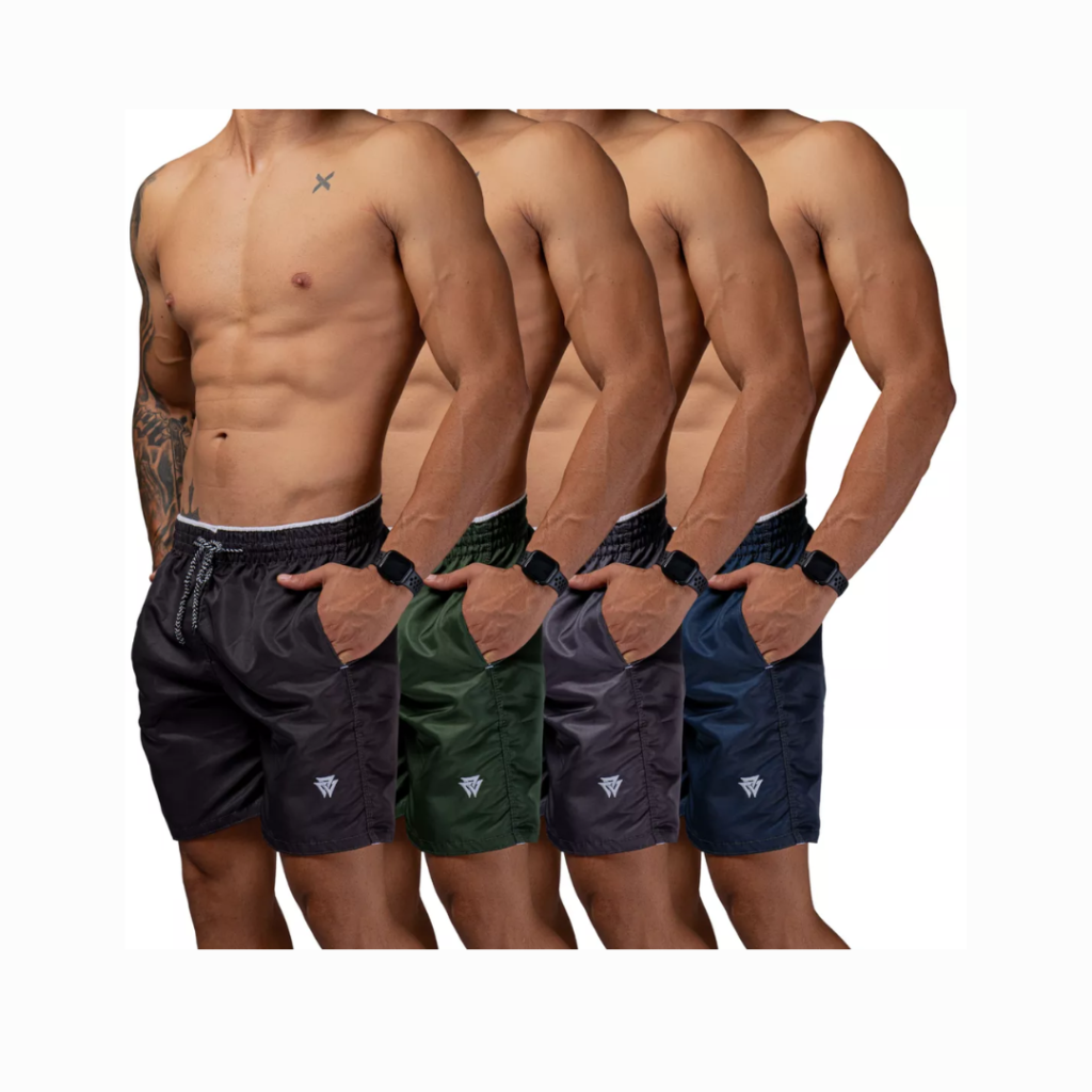 Kit 4 Short Praia Masculino Bermuda Tactel Academia Corrida