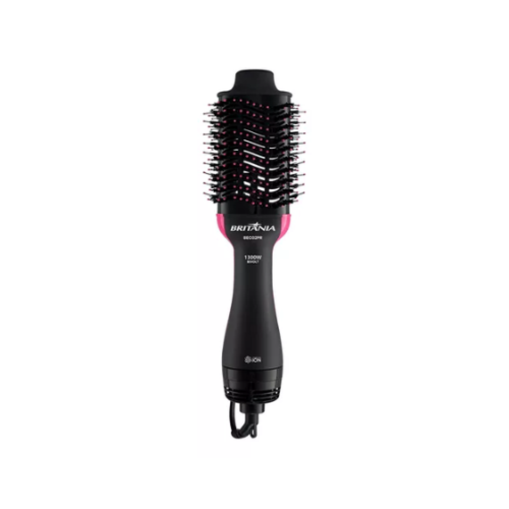 Escova Secadora Britânia BEC02PR 4 em 1 1300W Cerâmica Íons 3 Temperaturas Preto Rosa