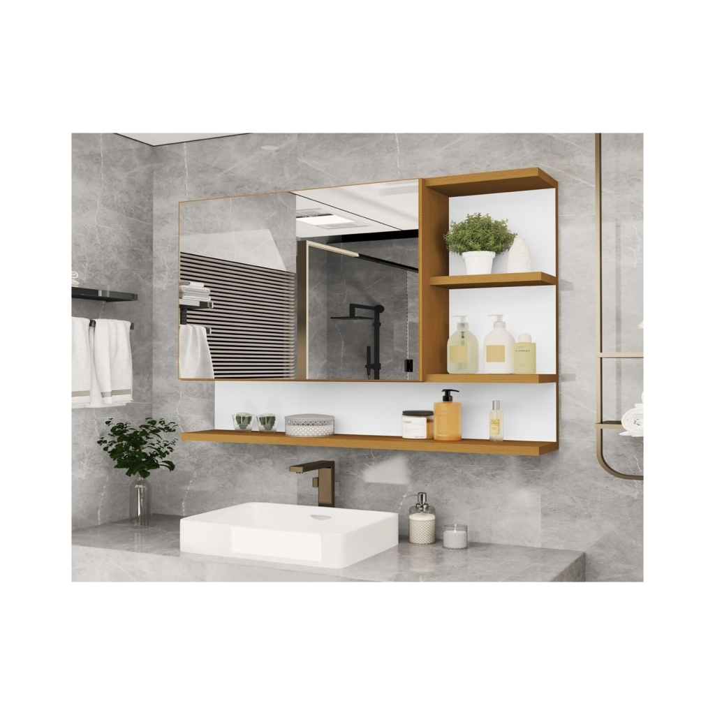 Armario Espelheira Para Banheiro 1 Porta Cleópatra (Nature/Flexcollor)