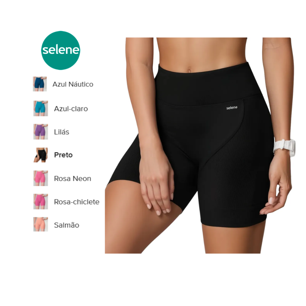 Short Selene Sem Costura Bermuda Fitness Academia Corrida