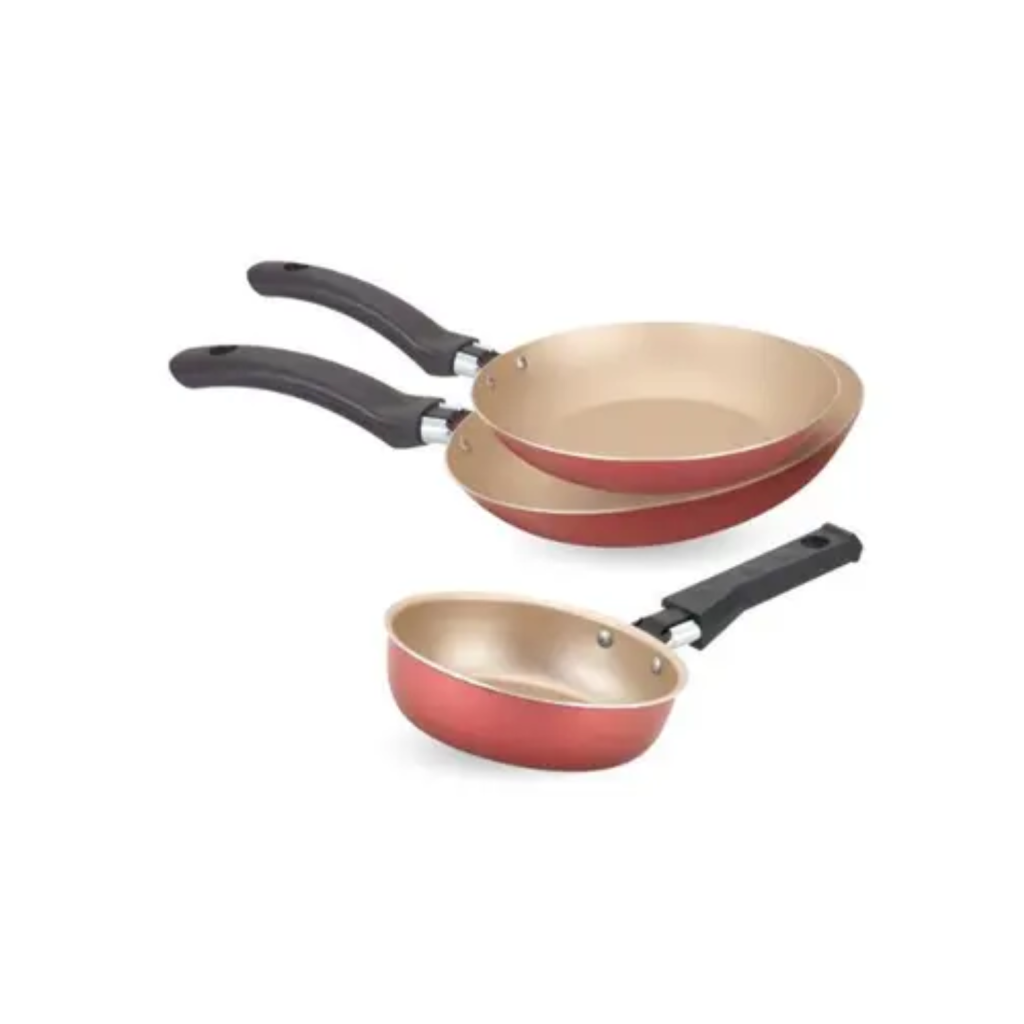 Conjunto de Frigideiras Francesa Antiaderente 3 pçs Bege Cereja