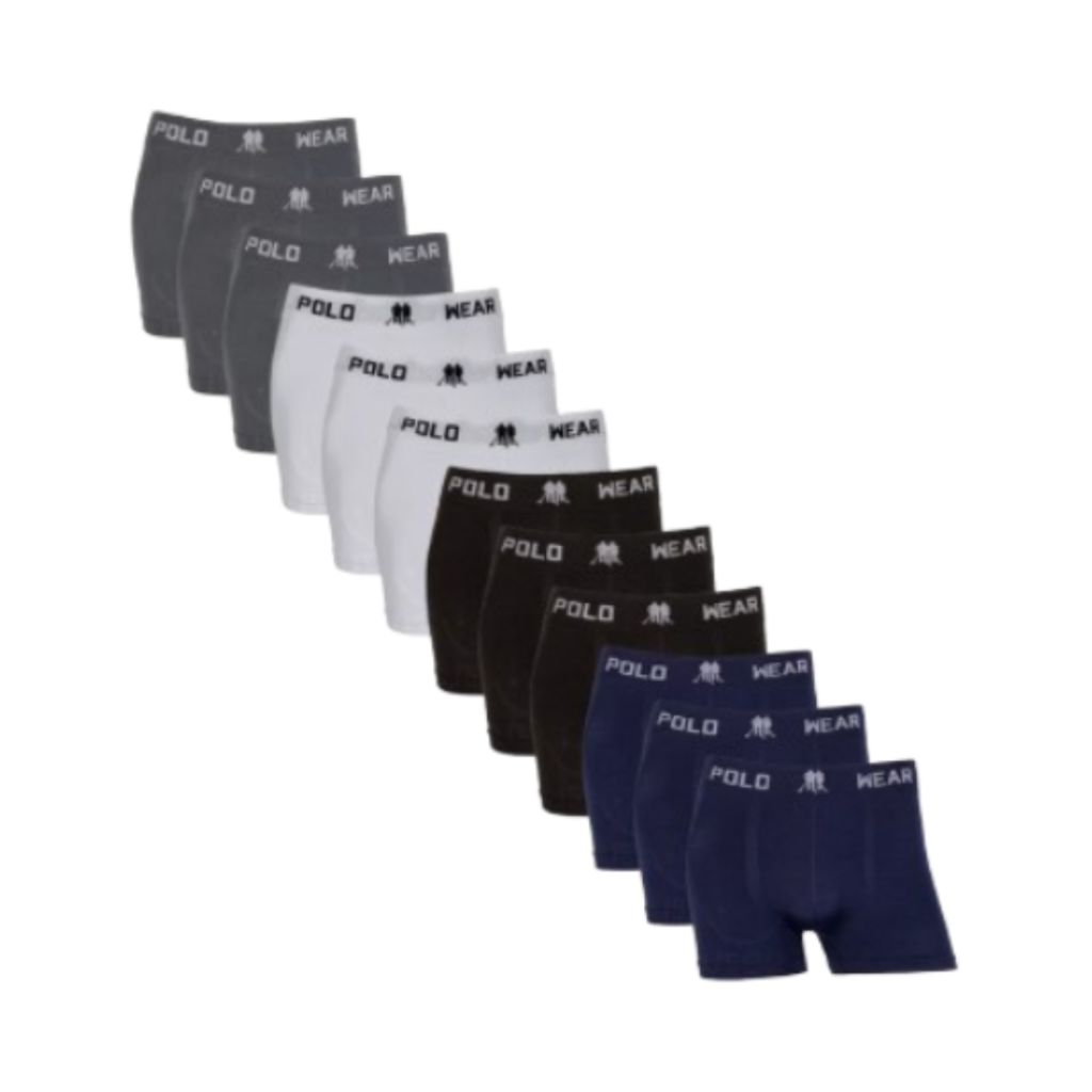 Kit Com 12 Cuecas Boxer Masculina Sem Costura Polo Wear
