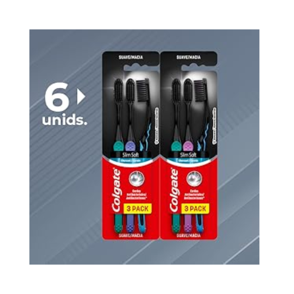 Escova de Dente Colgate Slim Soft Black Com Infusão de Carvão 6 unid