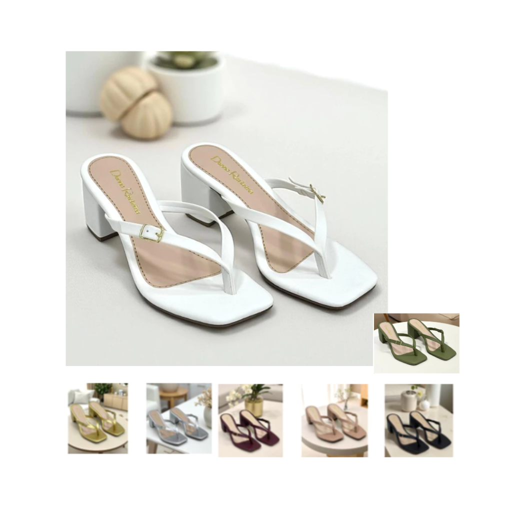 Sandália Feminina Tamanco Salto Bloco Sandalia Salto médio Tamanco Salto Grosso Ref 215