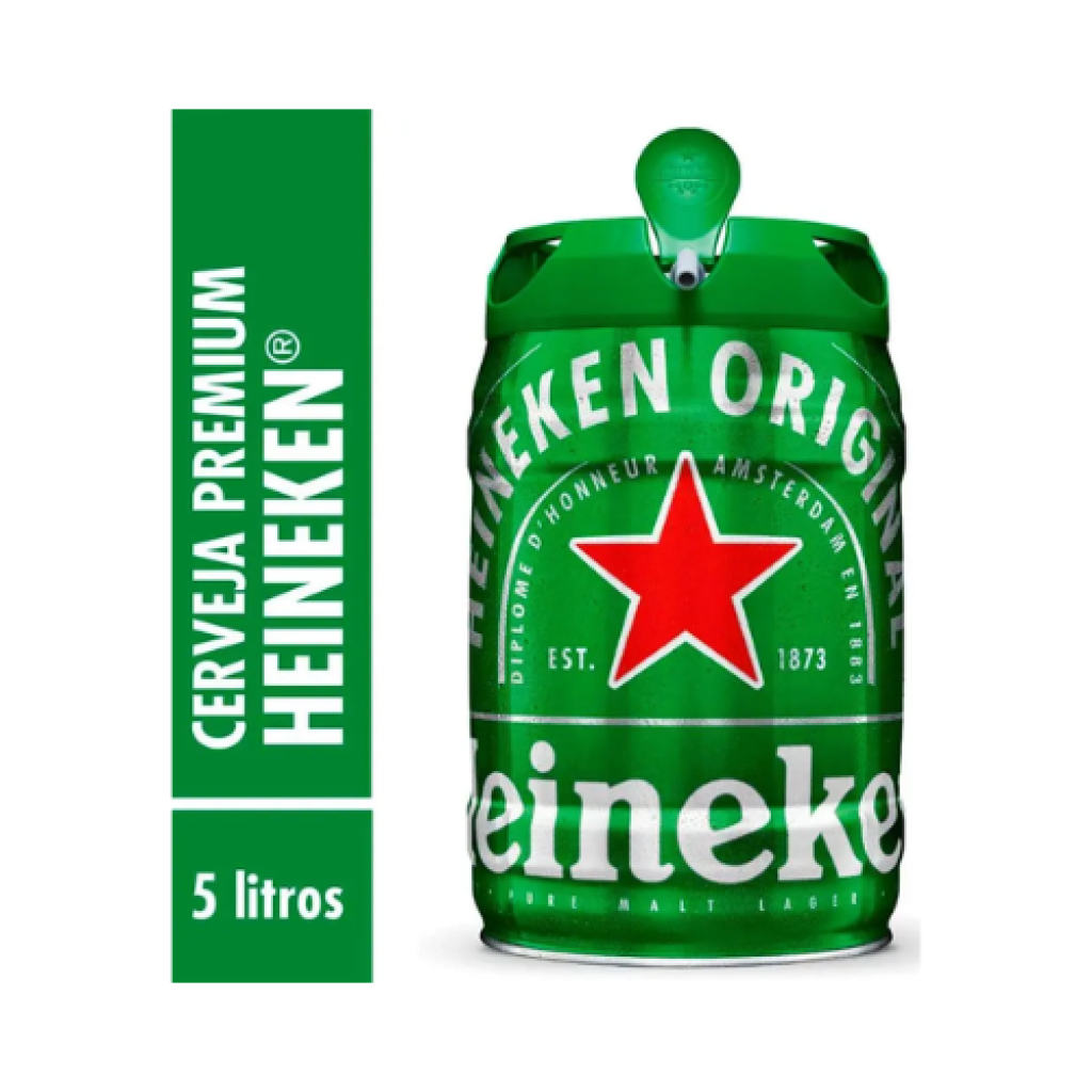 Cerveja Lager Puro Malte Heineken Keg Barril 5 Litros com Levedura A e Lúpulo Natural