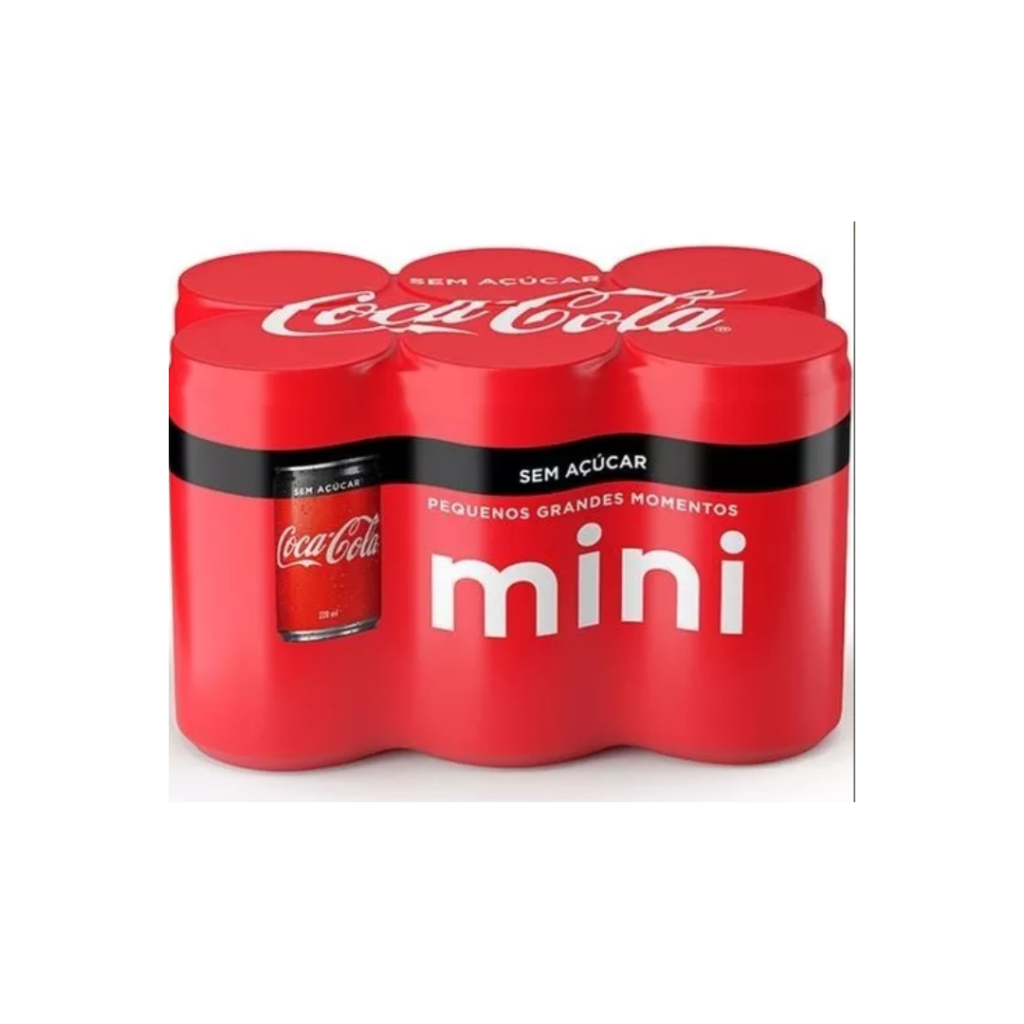 Pack Refrigerante sem Açúcar Coca-Cola Mini Lata 6 Unidades 220ml Cada