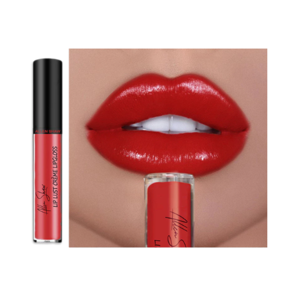 Brilho Labial Allen Shaw Lip Lust Creme 4ml - Longa Duração, Resistente à Água, 12 Cores