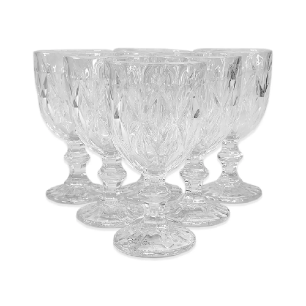Jogo de 6 Taças de Vidro Diamond 240ml Transparente – Treelar, Design Sofisticado