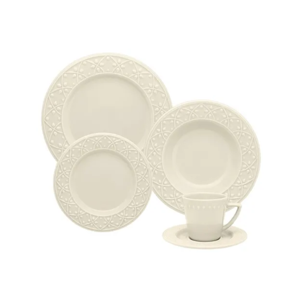 Conjunto de 20 peças Mendi Aparelho de Jantar e chá Cerâmica Cor Marfim Oxford