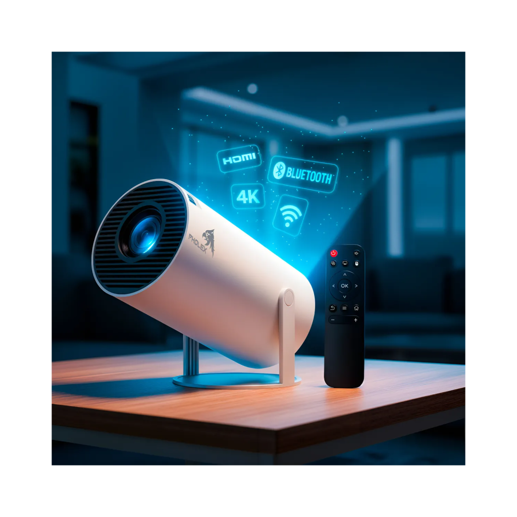 Projetor Portátil Pholex Hy300 4k Android Smart Wifi Full Hd Branco