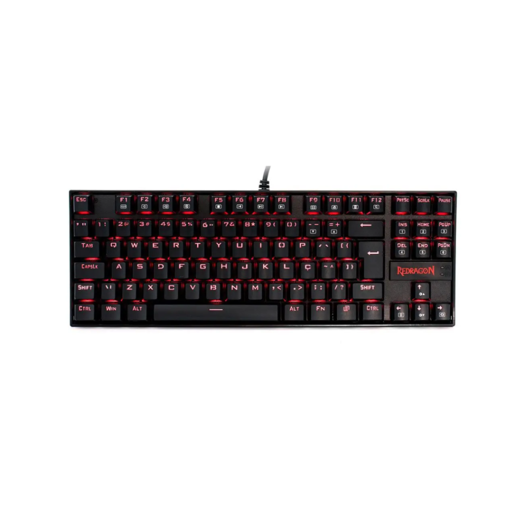 Teclado Mecânico Gamer Redragon Kumara, Anti-Ghosting, LED Vermelho, Switch Outemu Blue, ABNT2, Preto - K552-2 (PT-BLUE)