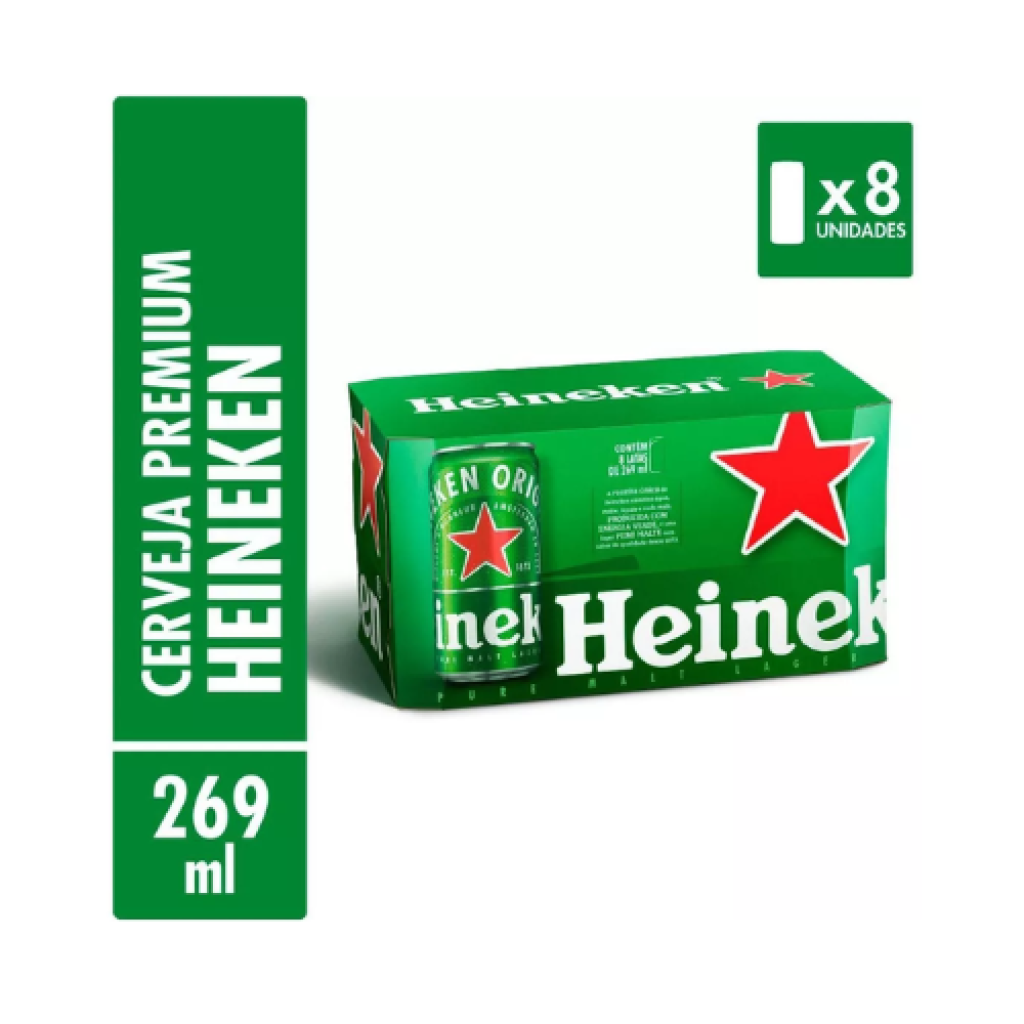 Cerveja Heineken Puro Malte Lager 8 Latas 269ml