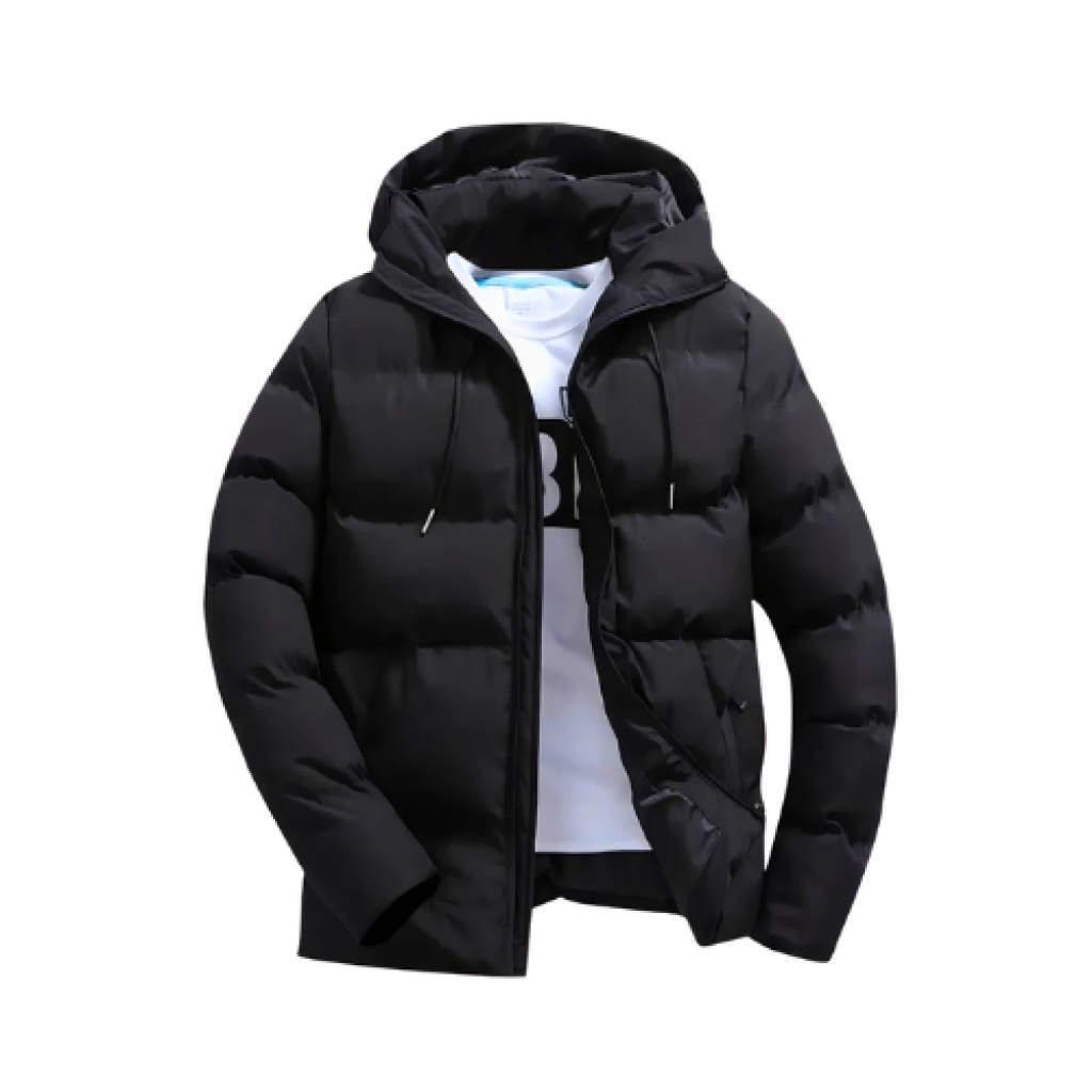 Jaqueta Puffer Masculina Bobojaco Nylon Forrado Inverno Corta Vento com Capuz Gominho