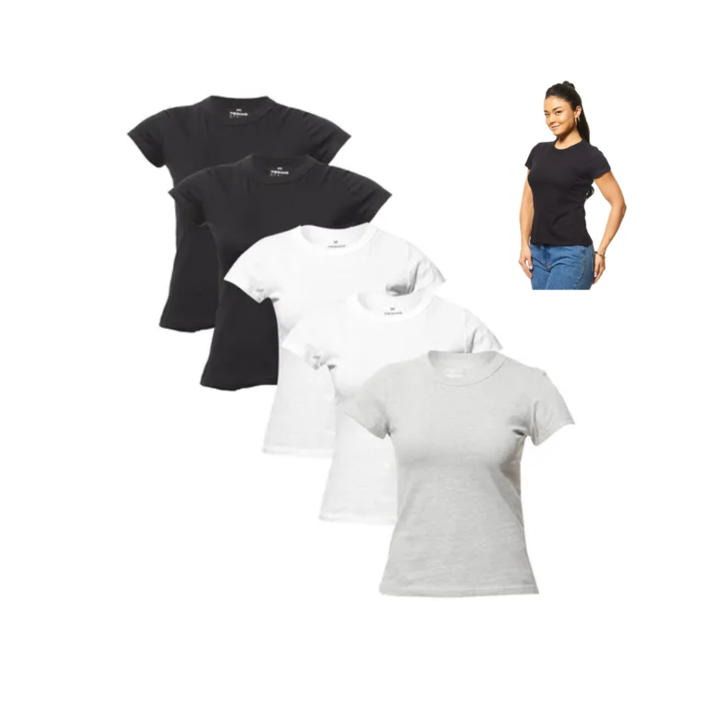 Kit Com 5 Camisetas Básicas Feminina Hering