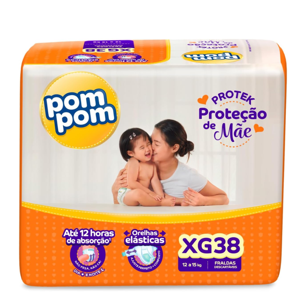 Fralda Pom Pom Protek Proteção de Mãe Mega XG 38 Unidades