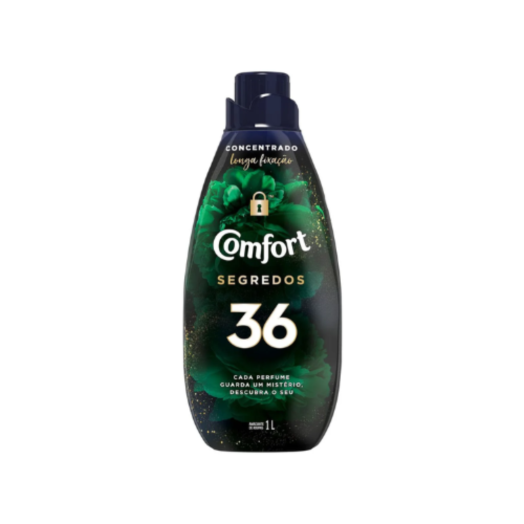 Amaciante Concentrado Comfort Segredos 36 Perfume Longa Duração Frasco 1 Litro