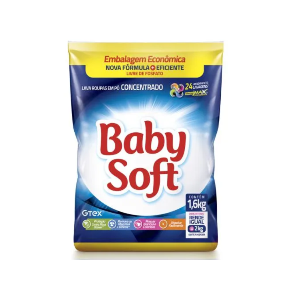 Lava Roupas Pó Baby Soft Concentrado 1,6kg