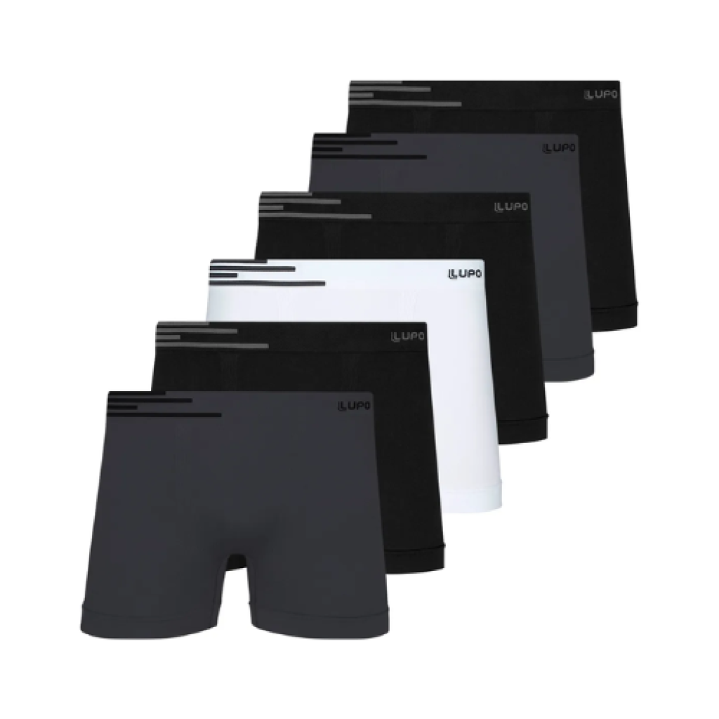 Kit 6 Cuecas Boxer Lupo Microfibra Sem Costura Masculina Ref 436 Cores Variadas
