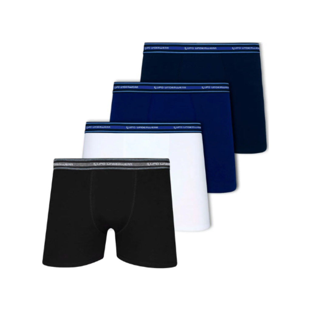 Kit 4 Cuecas Boxer Lupo 95% Algodão 5% Elastano Antifricção Modelagem Longa Anatômica