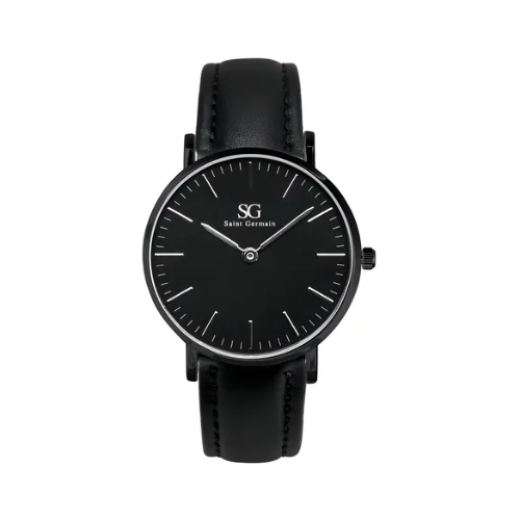 Relógio Masculino Saint Germain Murray Full Black 40mm Pulseira Couro Preto Analógico