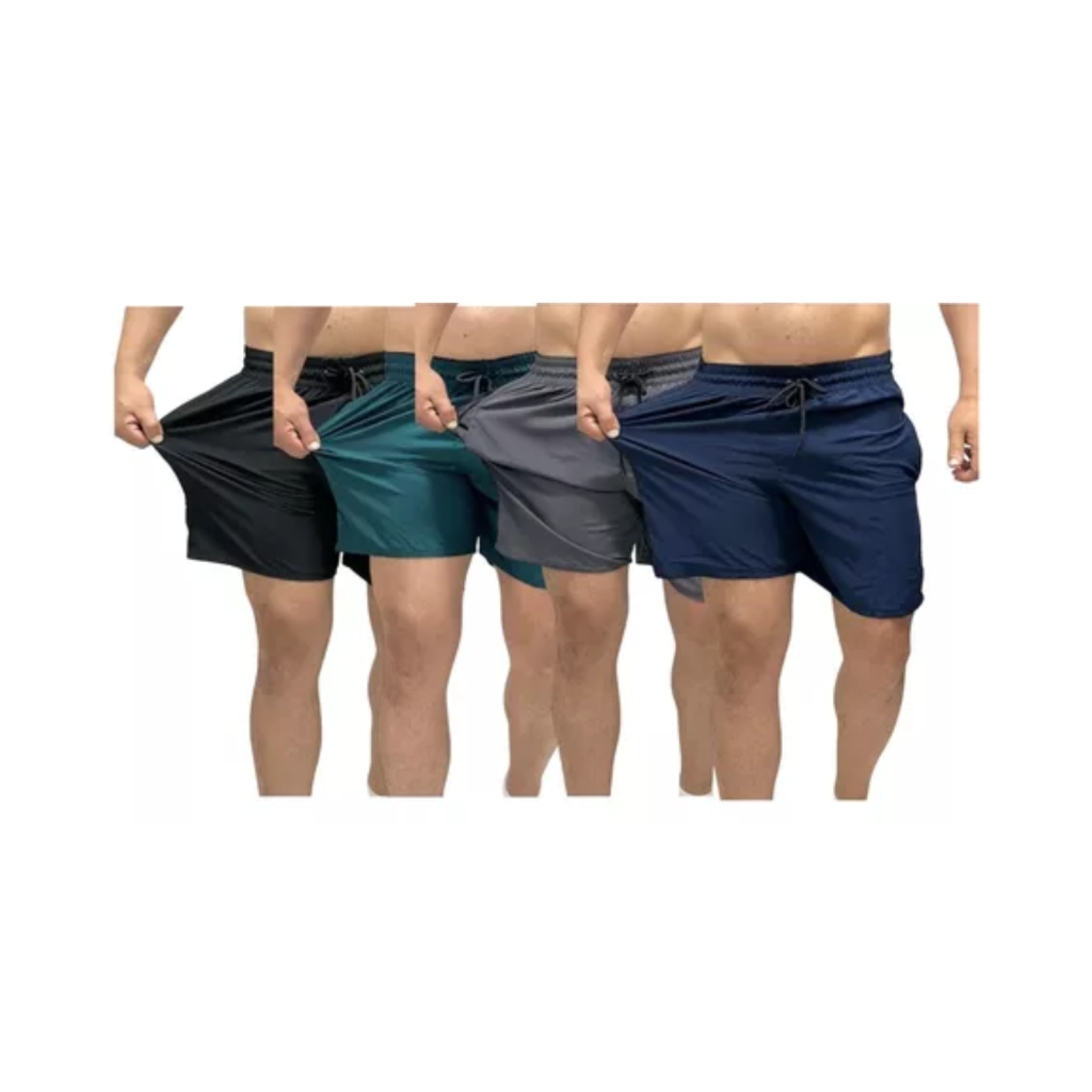 Kit com 4 Shorts Masculinos para Praia e Academia com Lycra Tactel