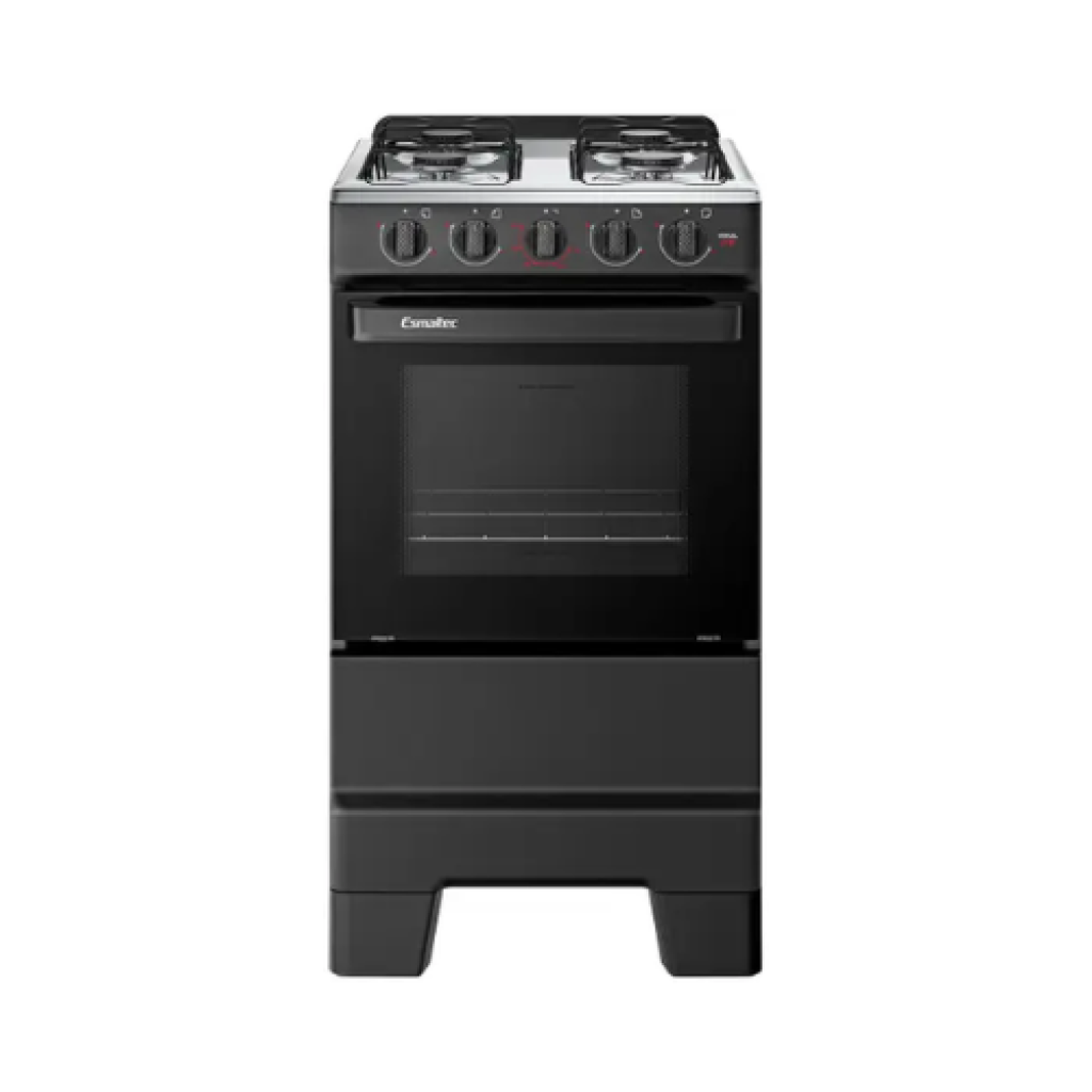 Fogão 4 Bocas Esmaltec Ideal Pop 4120 Preto com Forno Simples e Acendimento Manual