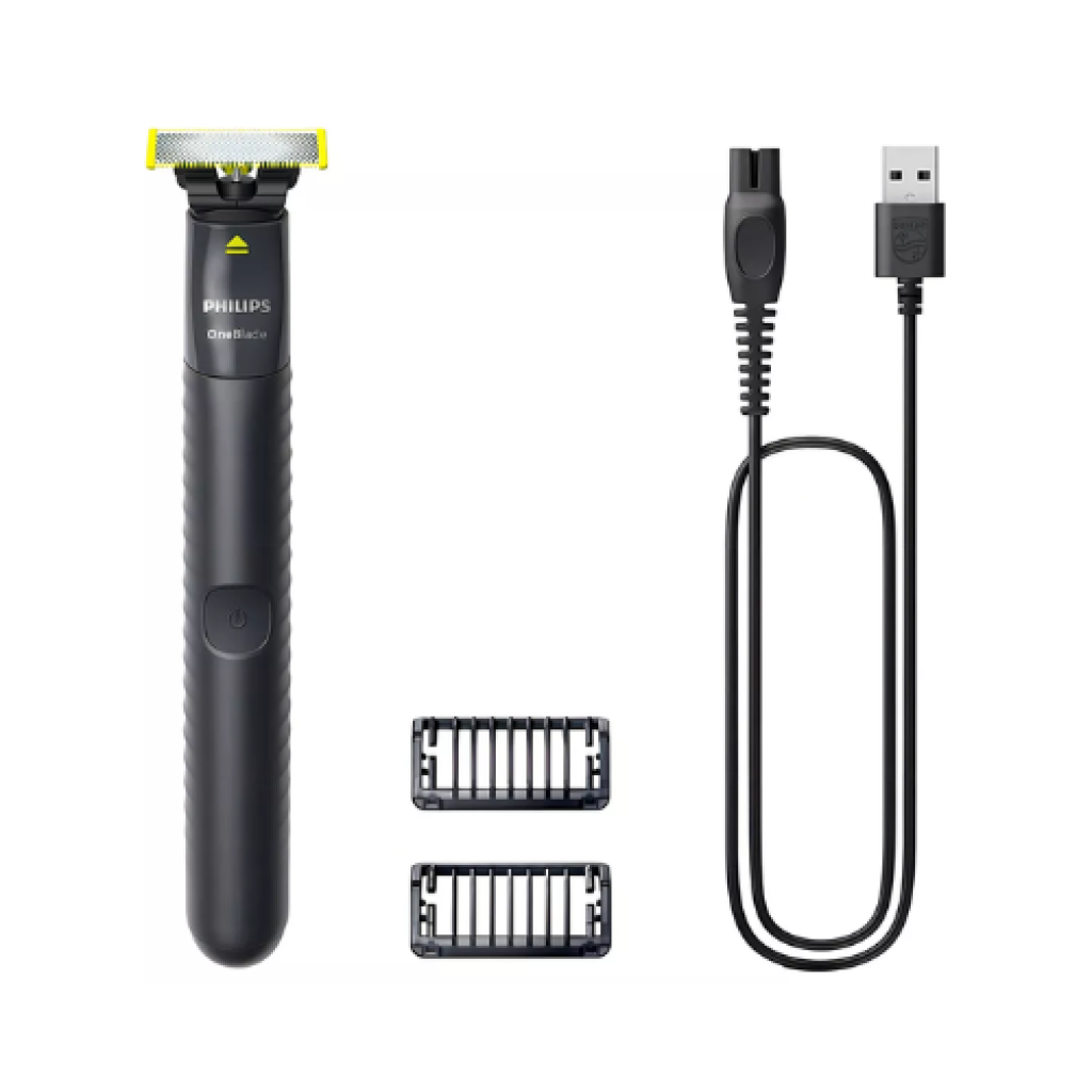 Philips OneBlade QP1424/10 – Aparador de Pelos, Bivolt, Seco e Molhado, 2 Pentes, Cinza Chumbo
