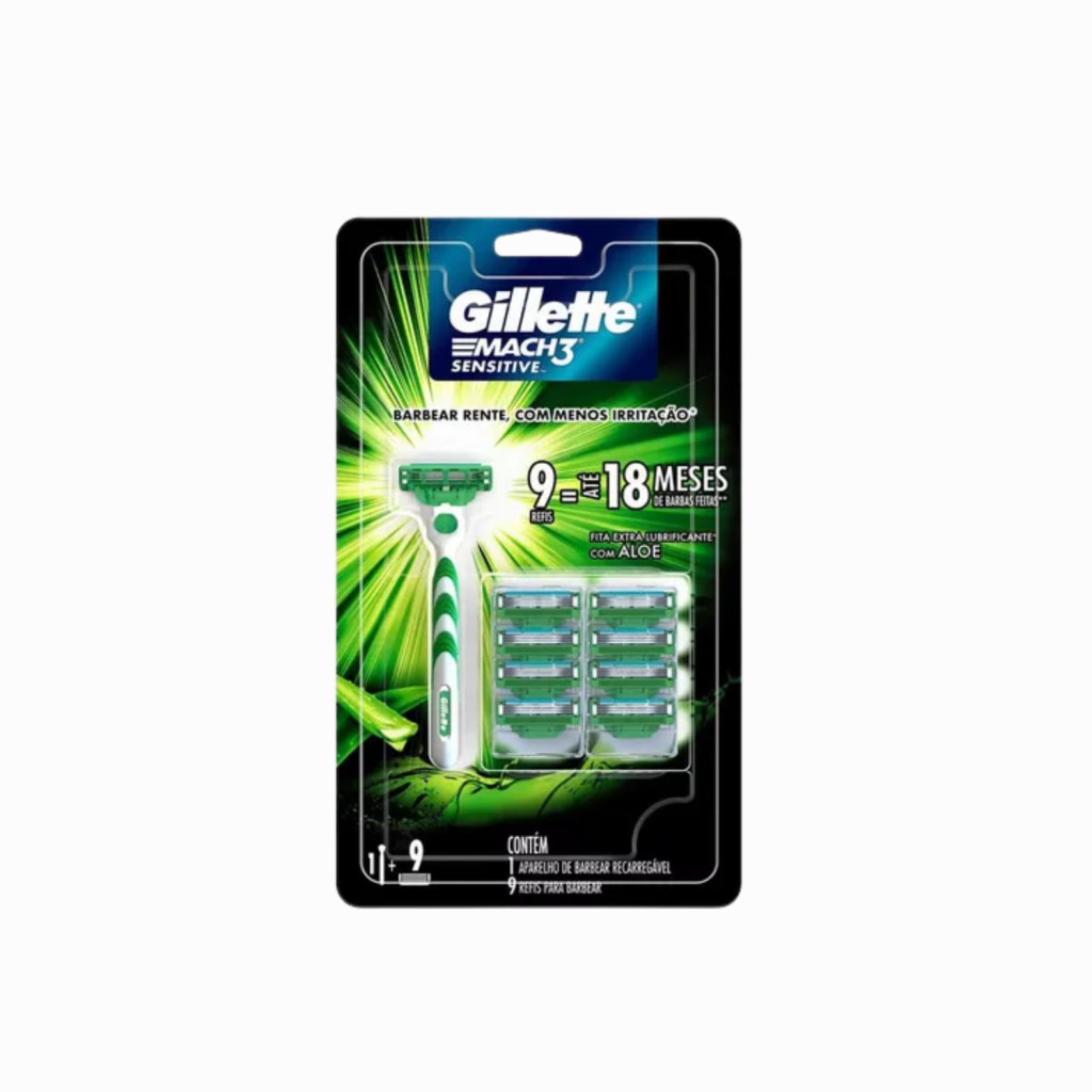 Gillette Aparelho De Barbear Mach3 Sensitive + 9 Cargas
