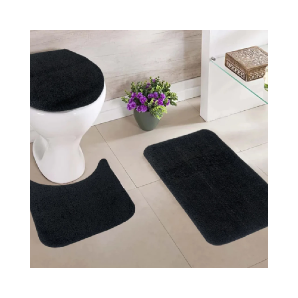 Kit Tapete de Banheiro 3 Peças Pelo Baixo Antiderrapante – 100% Algodão