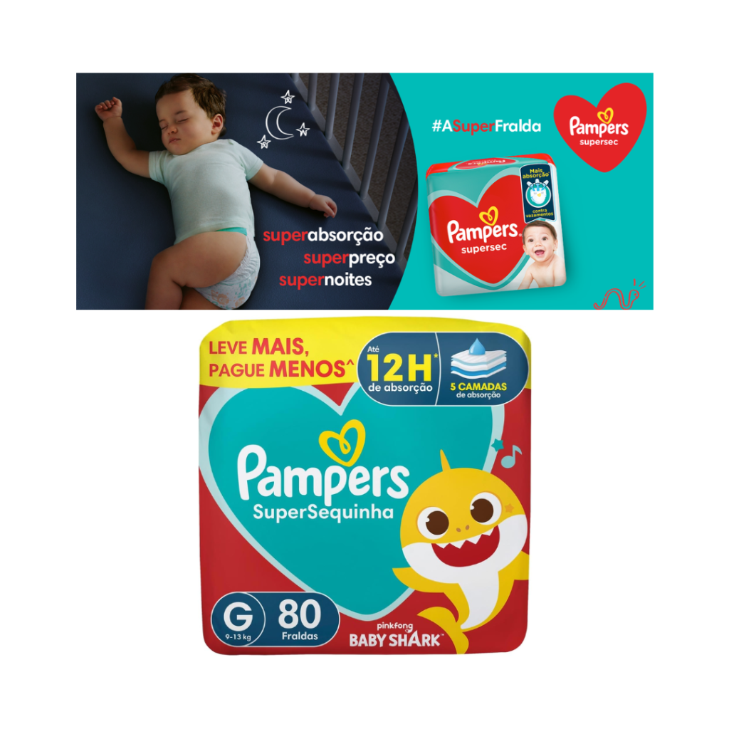 Fralda descartável Pampers Supersequinha, Tamanho G 80 Unidades