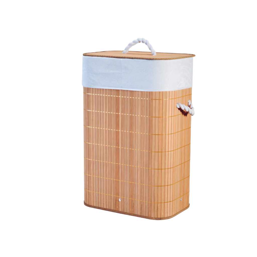 Cesto De Roupa Suja Bambu 72 Litros Lavanderia - Grande - Banheiro