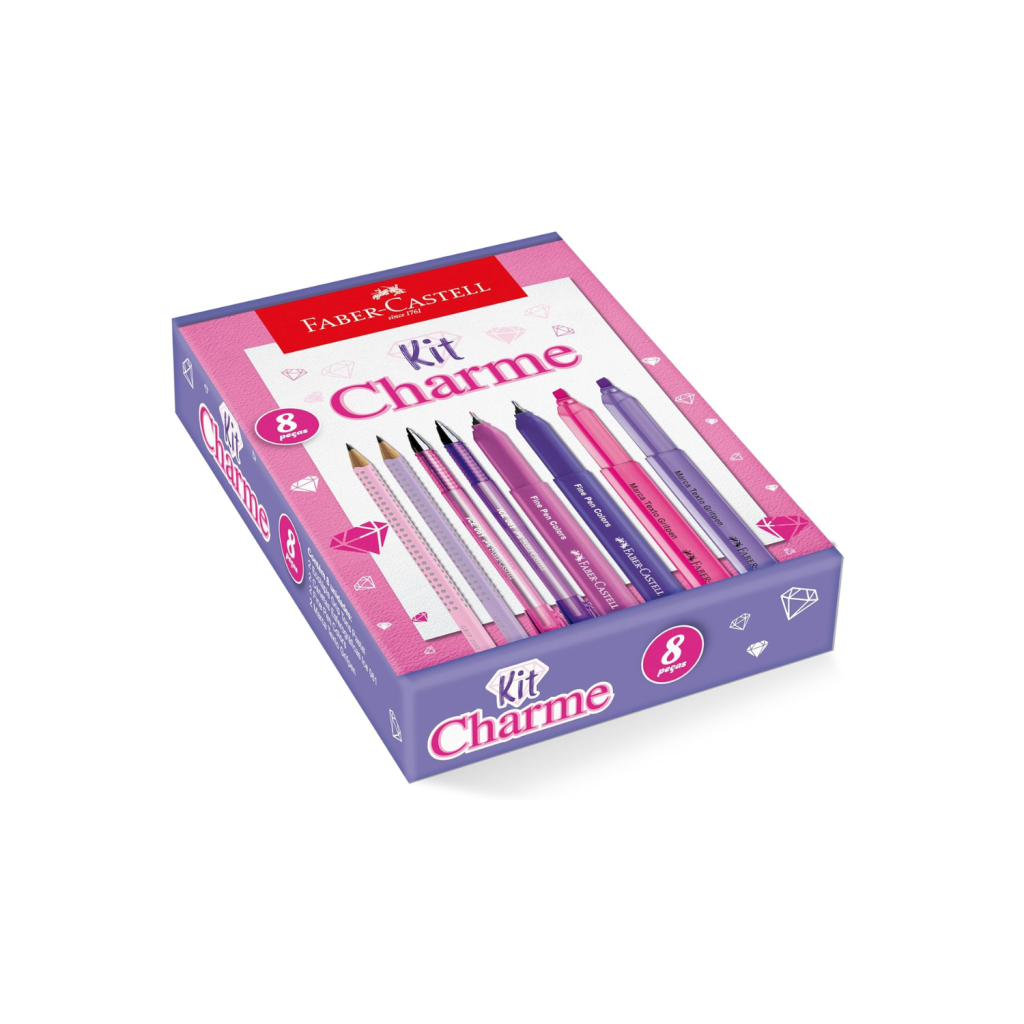 Kit Charme Faber-Castell Com Produtos Rosa e Roxo Em Tons Vivos *EDIÇÃO LIMITADA*