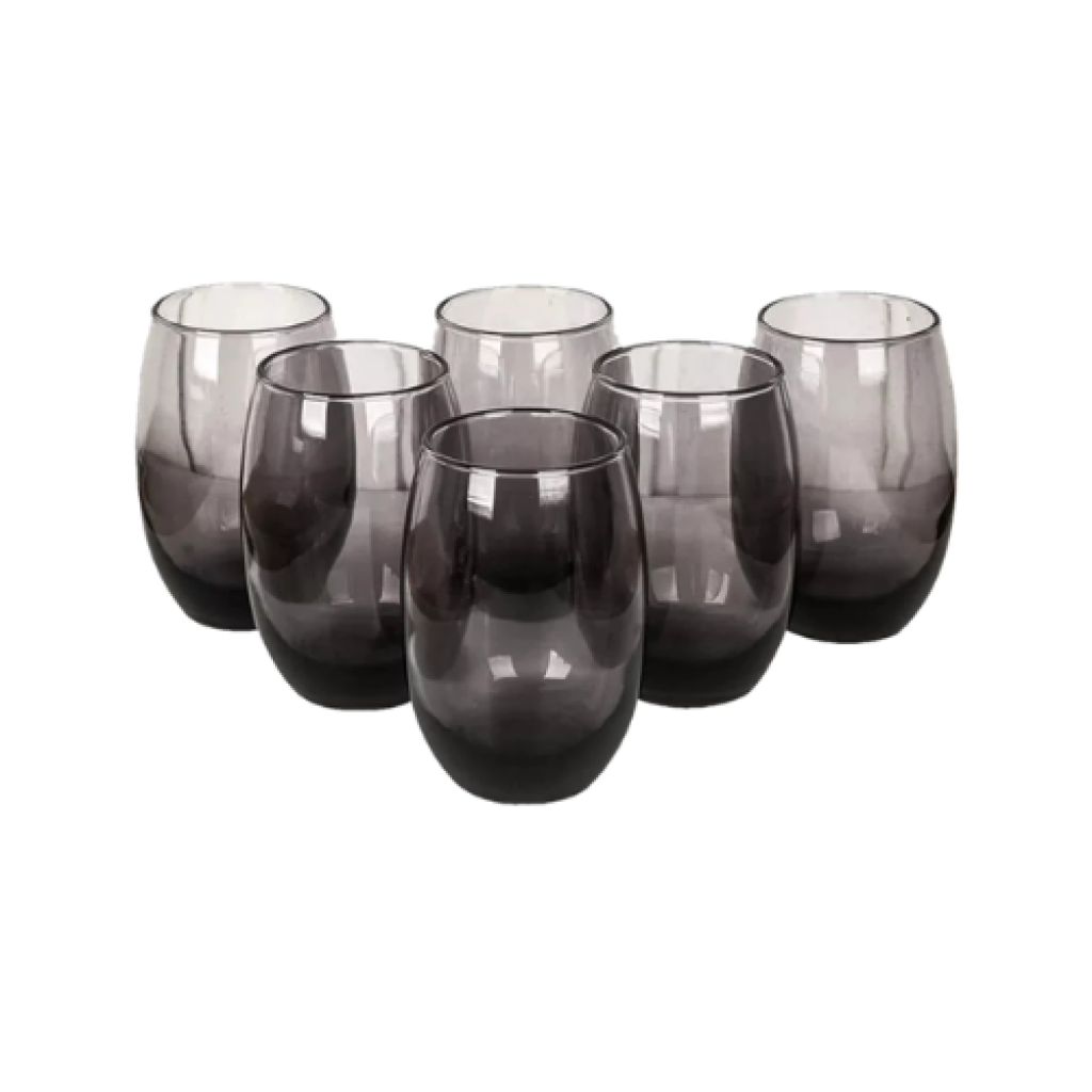 Jogo de Copos Nadir Figueiredo Aruba Vidro Fumê 465ml Cinza 4 Unidades Suco e Refrigerante