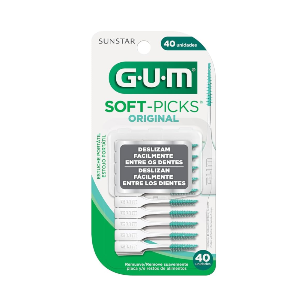 Soft Picks GUM Original, Palitos Interdentais, com estojo portátil, 40 unid., Gum