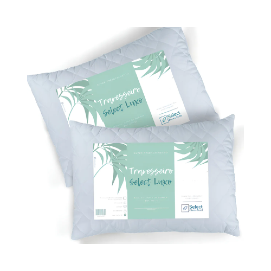 Kit 2 Travesseiros Select Luxo Fibra Siliconada Antialérgica 70x50cm Branco Zíper