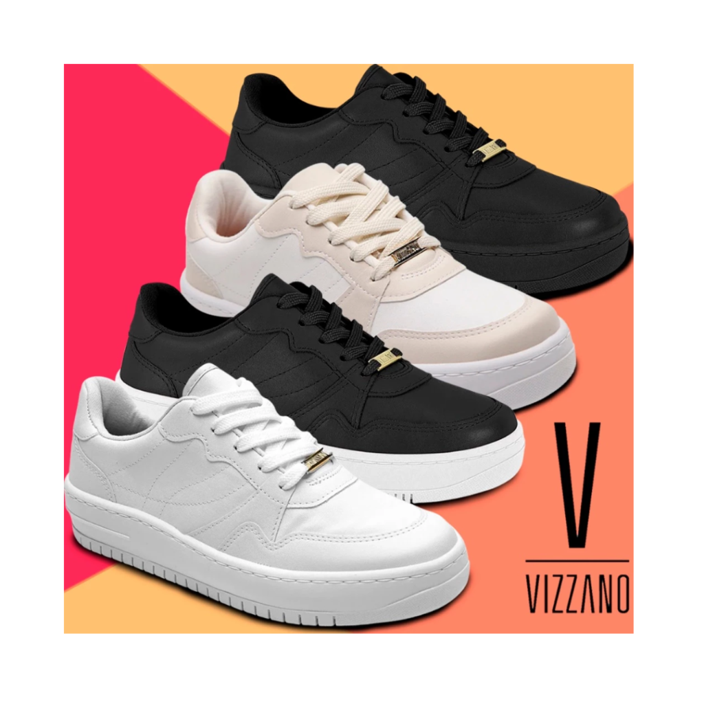Tênis Vizzano Feminino Casual Plataforma Moda Passeio Leve Macio Ultra Conforto Flatform Dia Confortável Versátil Urbano