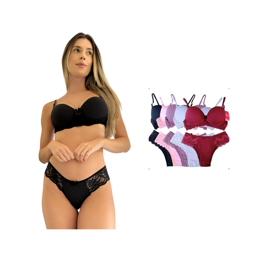 Langerie Femininas Lingerie Atacado Kit C/ 5 Conjuntos