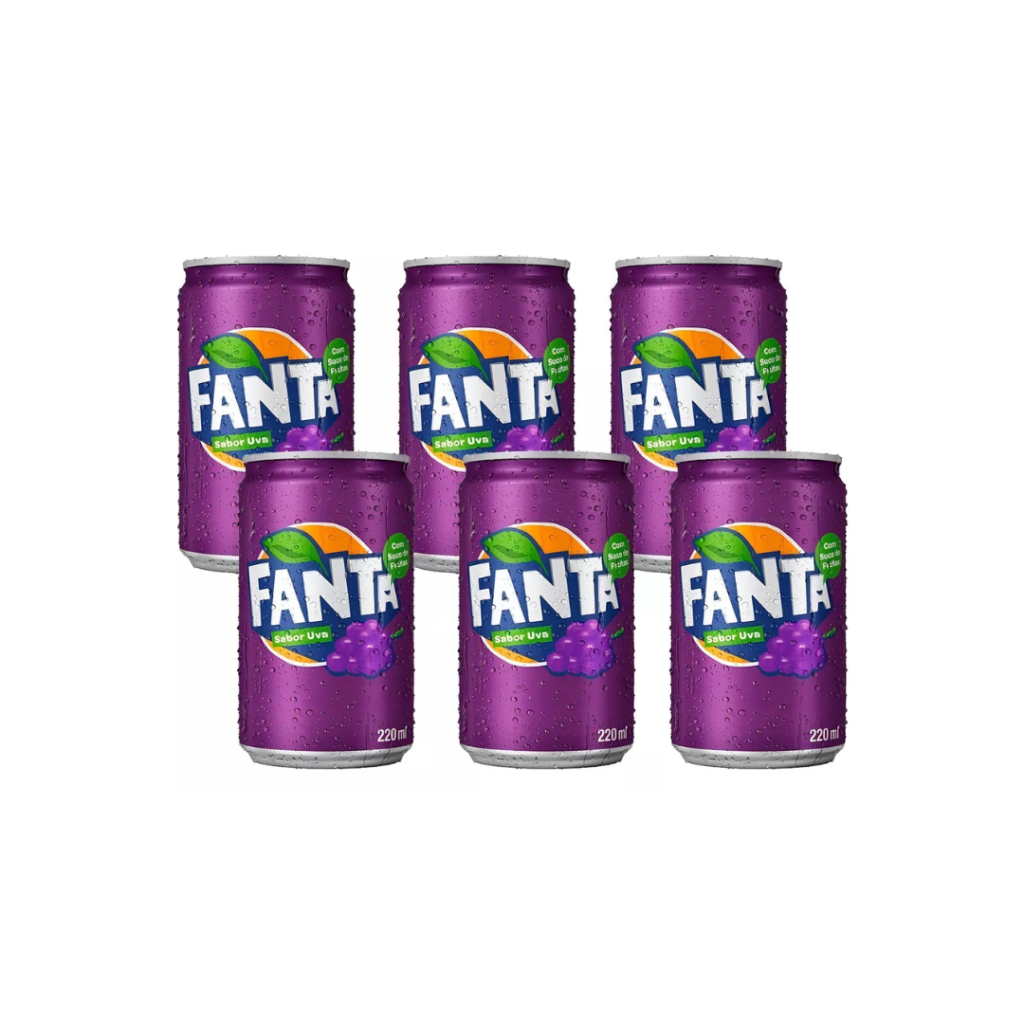 Pack Refrigerante Uva Fanta Mini Lata 6 Unidades 220ml Cada