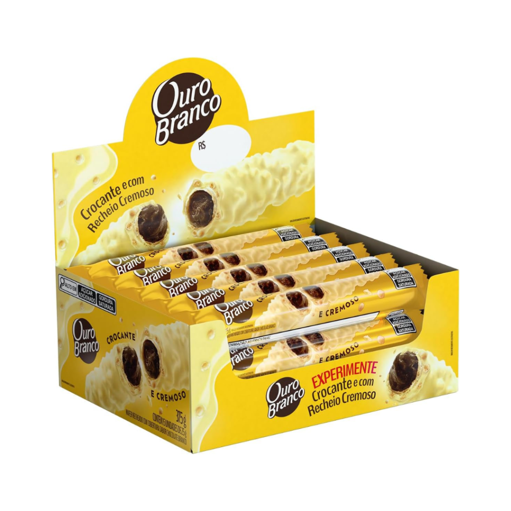 Ouro Branco - Stick Wafer Recheado pacote com 15 unidades de 25g