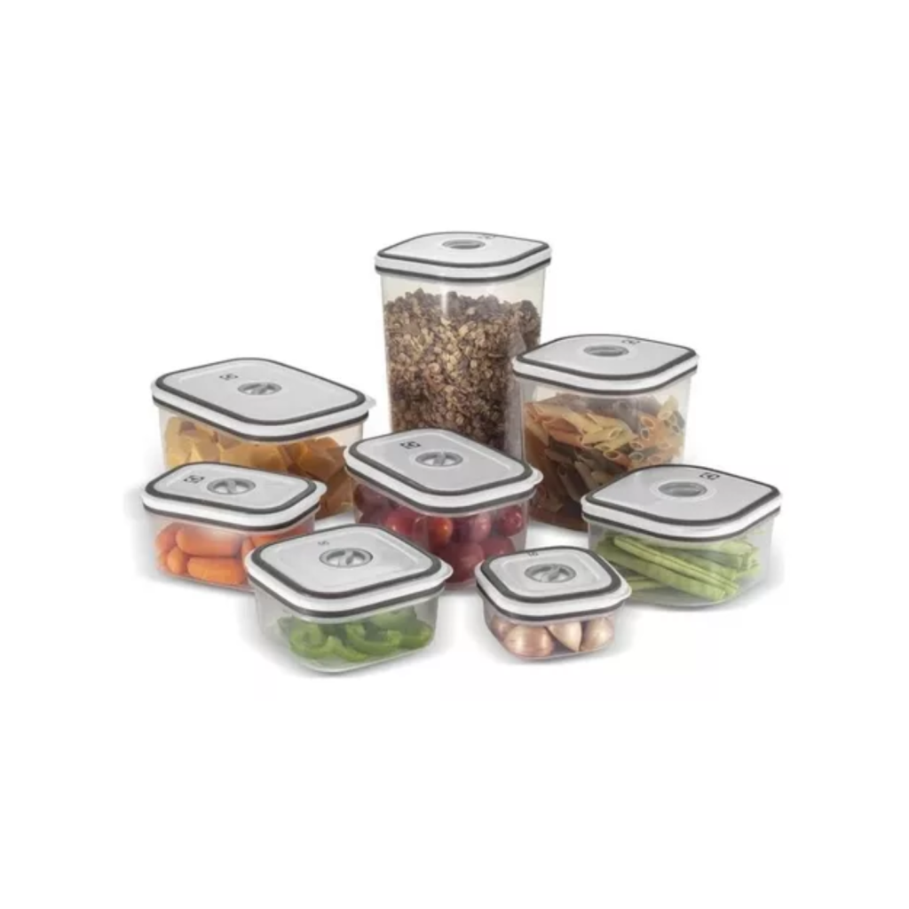 Kit Potes Plásticos Cinza 8 Unidades Electrolux