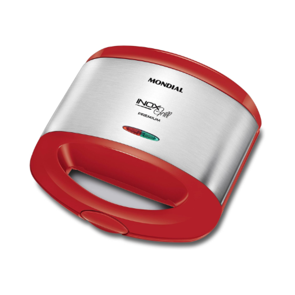 Sanduicheira Grill 2 em 1 Mondial Vermelho/Inox, 800W, Revestimento Antiaderente - S-19