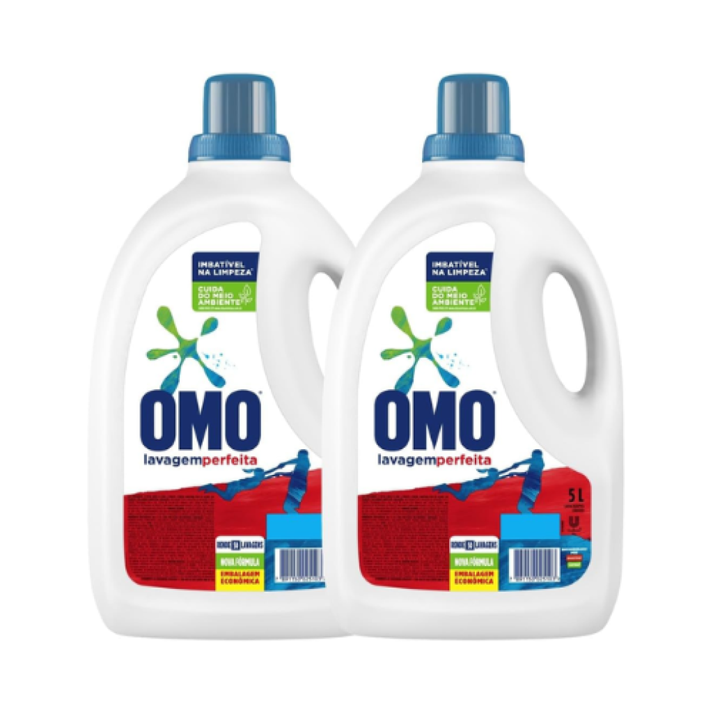Omo Detergente Líquido Lavagem Perfeita 2 Galões de 5 Litros Cada para Roupas Coloridas