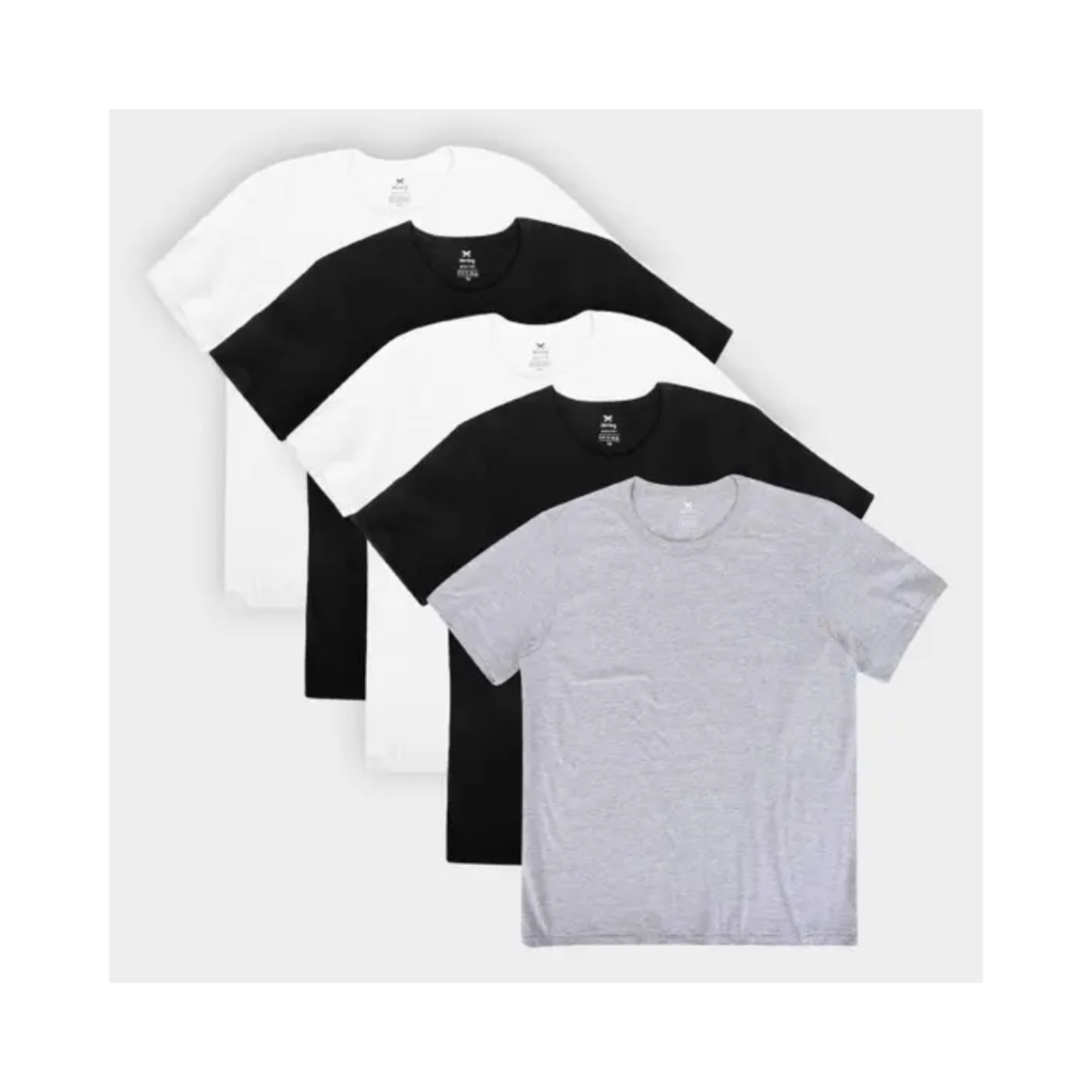 Kit Camiseta Hering Básica Masculina 5 Peças