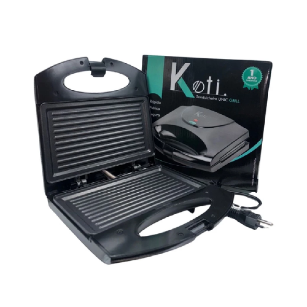 Sanduicheira Grill Unic Koti Antiaderente Preta 750W Bivolt 110V/220V