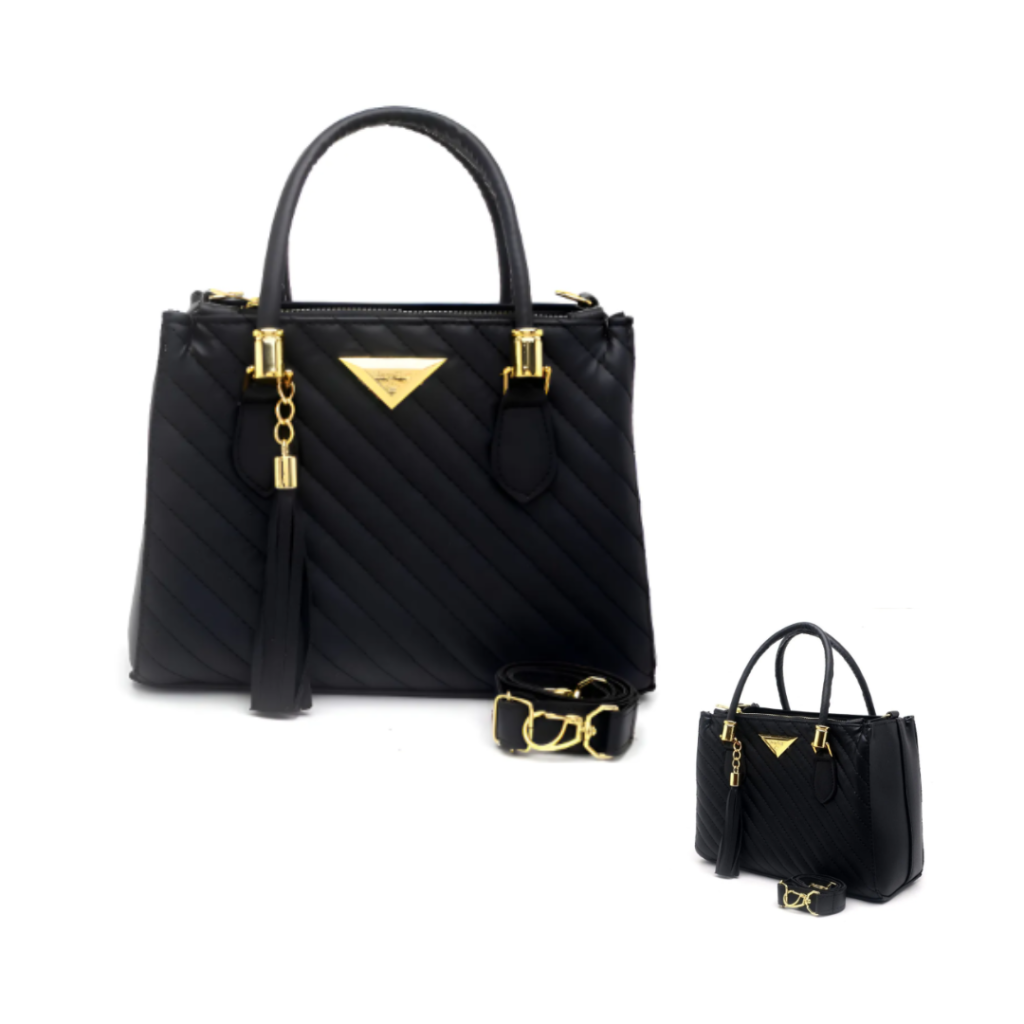 Bolsa tote Shopbag Lorena média bordada linea - preto