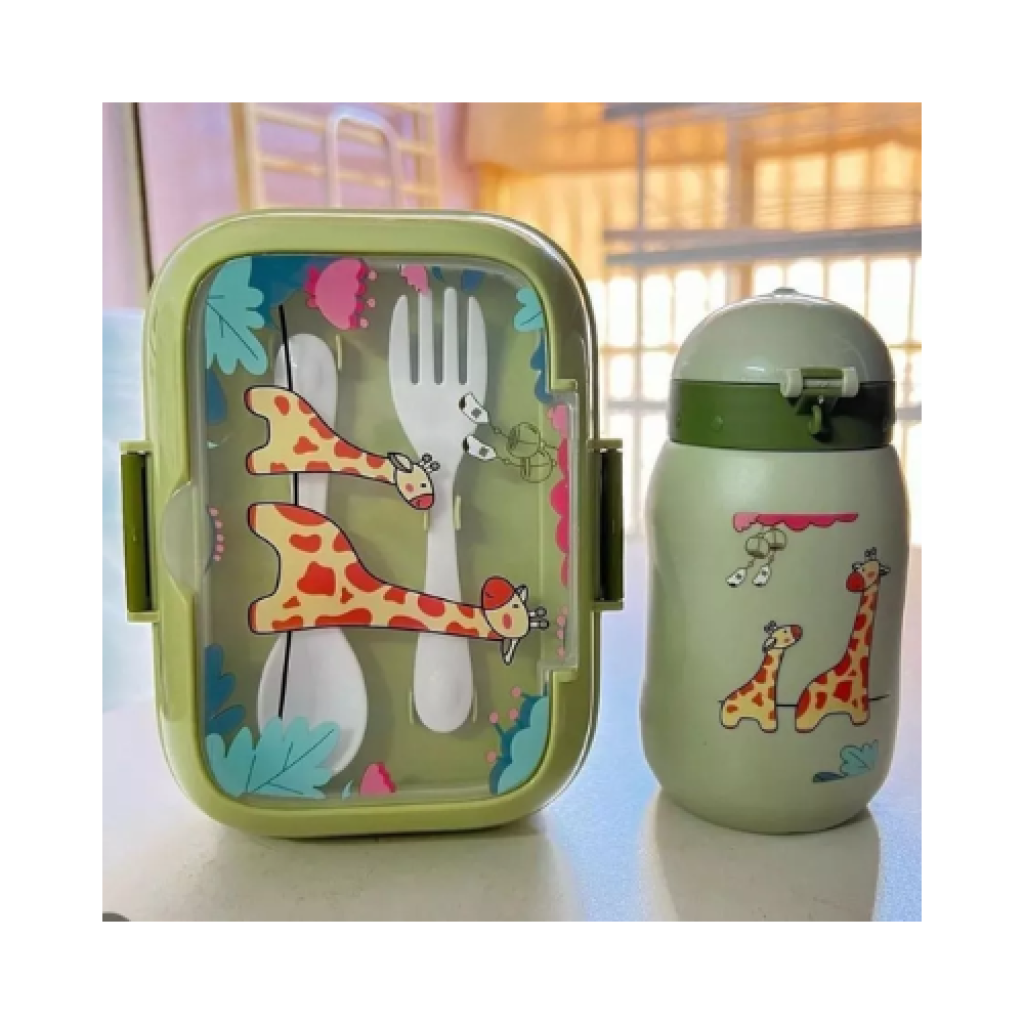 Kit Marmita Infantil com Talheres, Pote com Divisórias e Garrafa 400ml com Canudo – Escolar