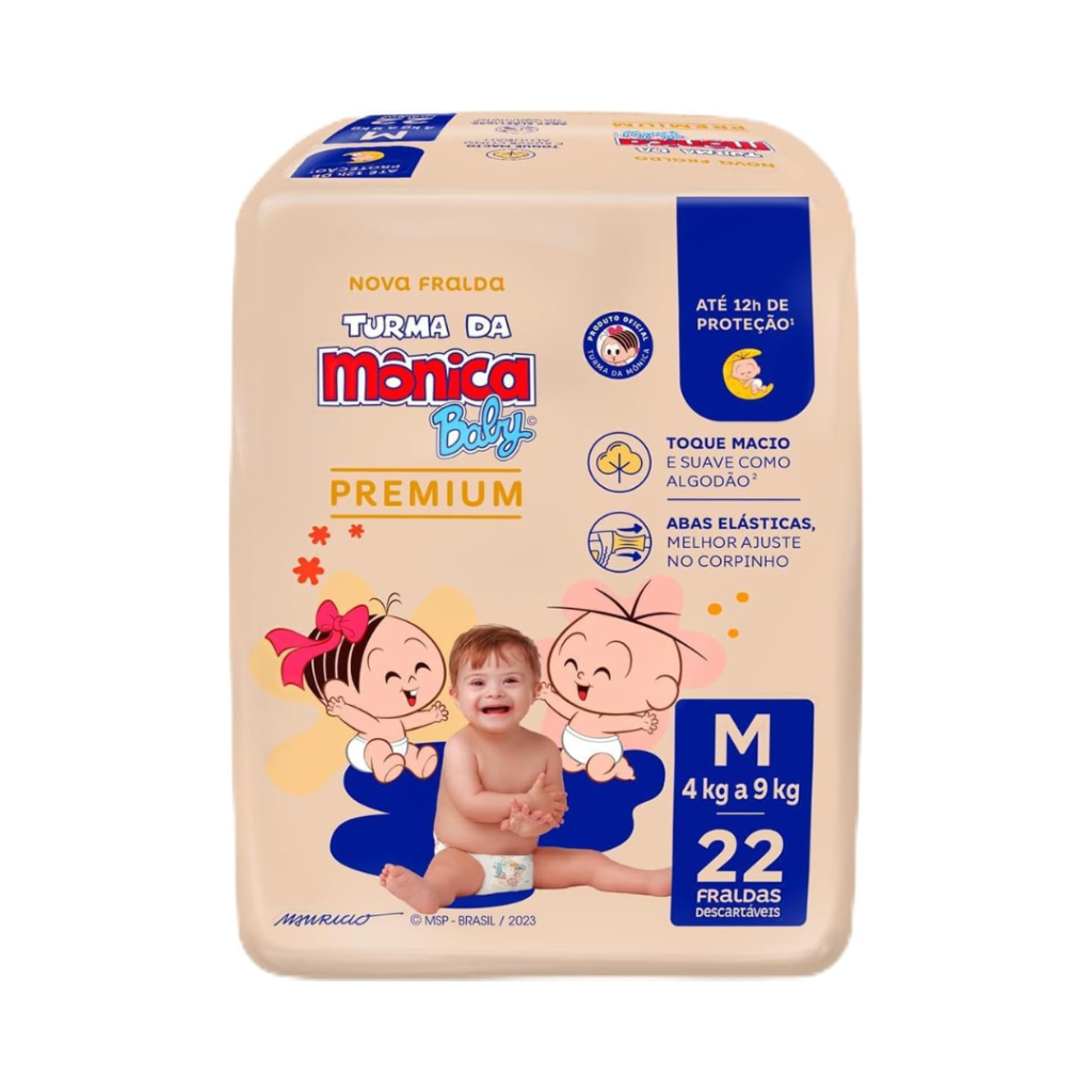 Turma da Mônica Baby Premium Jumbo M 22 Unidades
