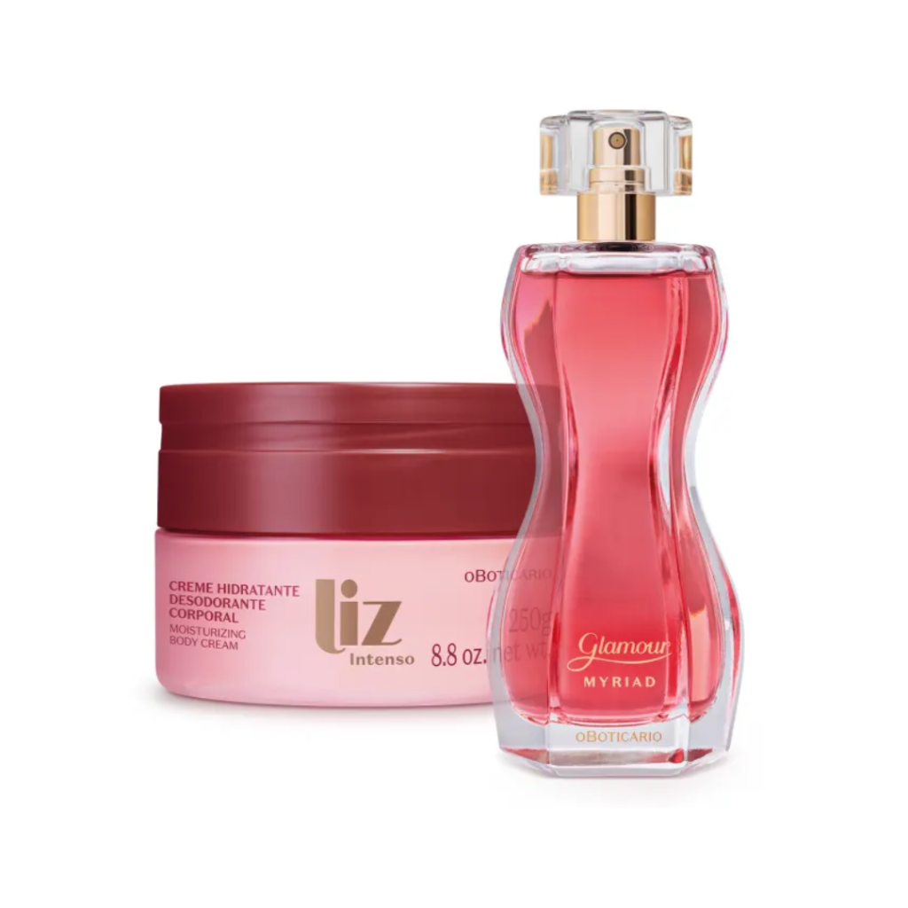 Combo Desodorante Colônia Glamour Myriad 75ml + Creme Hidratante Desodorante Corporal Liz 250g