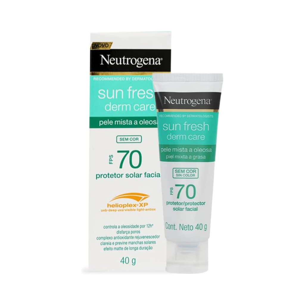 Protetor Solar Facial Para Pele Oleosa Sun Fresh Derm Care sem cor FPS 70, 40g